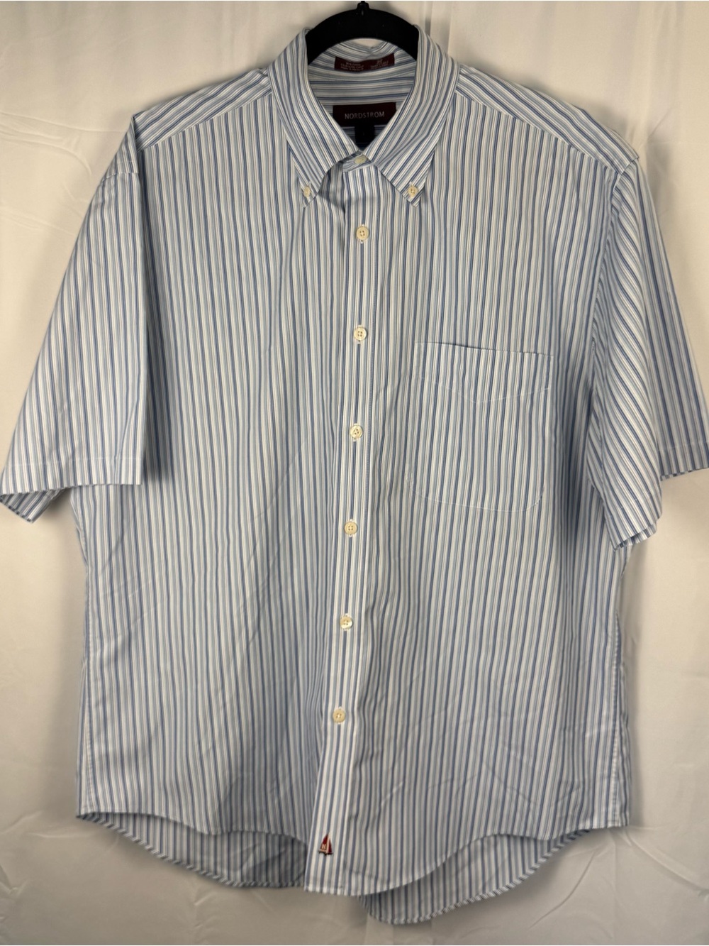 Nordstrom Blue Stripe Button Down Shirt Large Wrinkle Free SmartCare